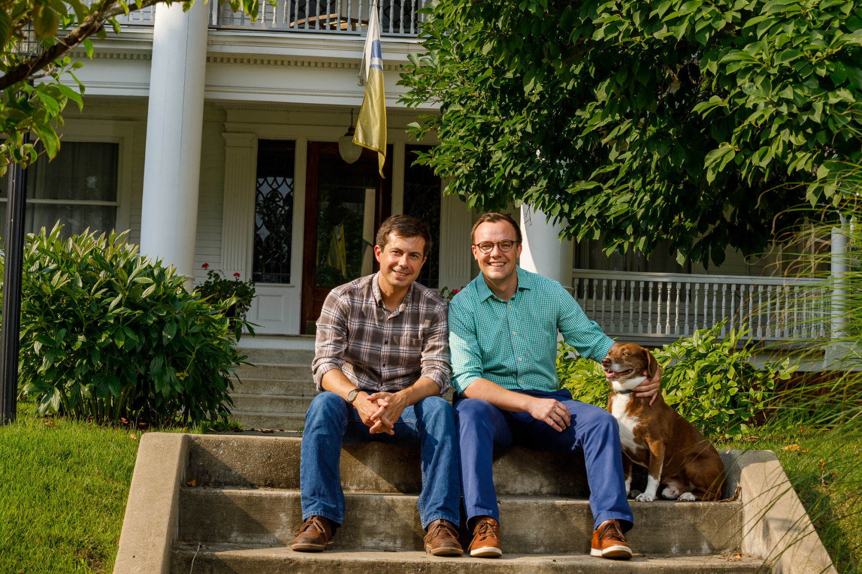 Pete and Chasten Buttigieg and Truman